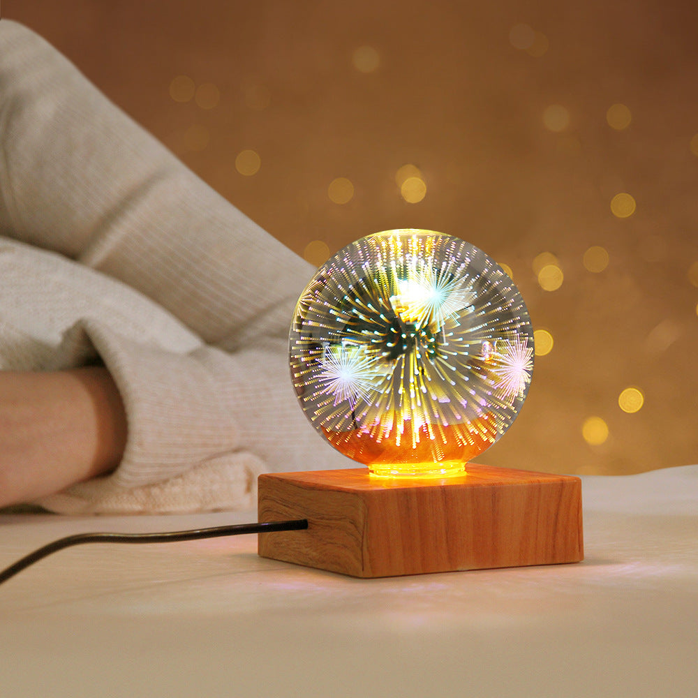 3D Firework Crystal Ball Romantic Star LED Night Light Home Decorations USB Plug-in