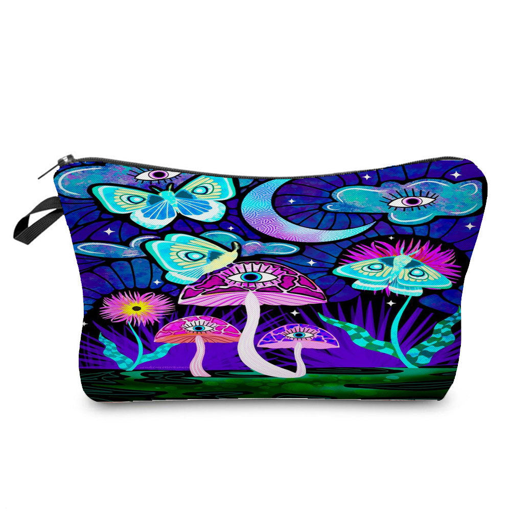 Fantasy Mushroom Pattern Mushroom Printing Cosmetic Bag