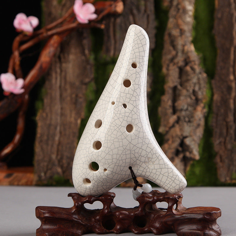 Ocarina Flute - 12 Hole C-Tone White Crackled