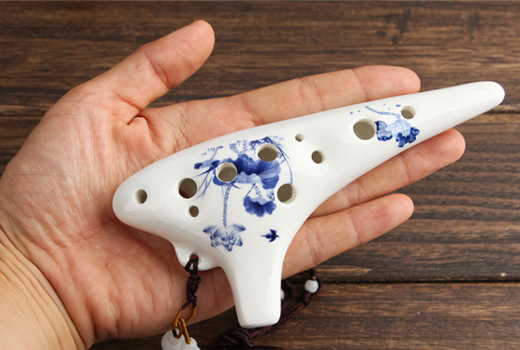 12 hole C blue and white ocarina