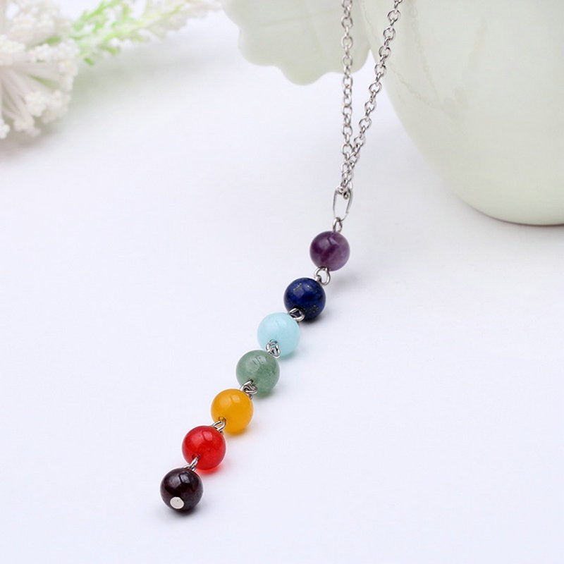 Chakra Gem Stone Beads Pendant Necklace