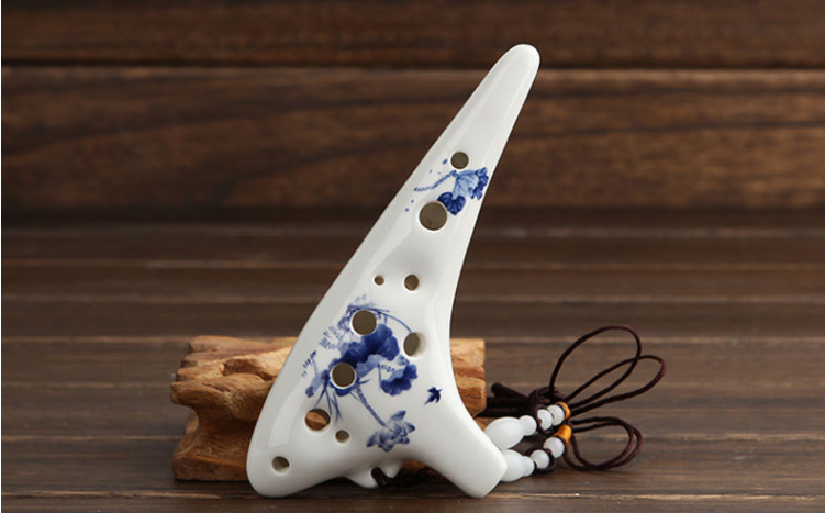 12 hole C blue and white ocarina