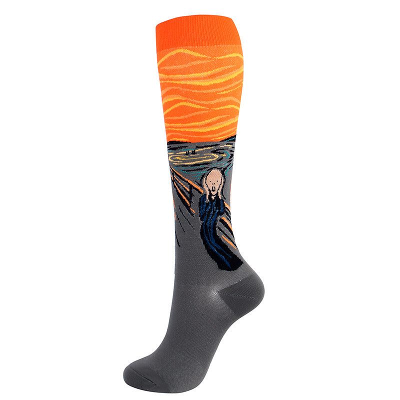 Running Compression Socks Famous Painting Pattern Socks