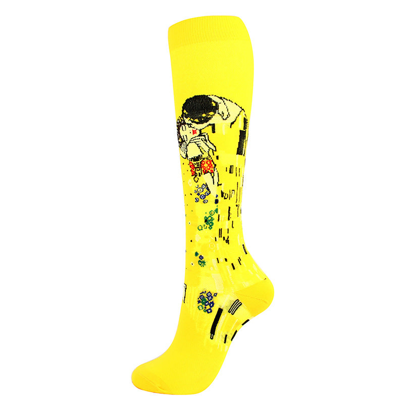 Running Compression Socks Famous Painting Pattern Socks