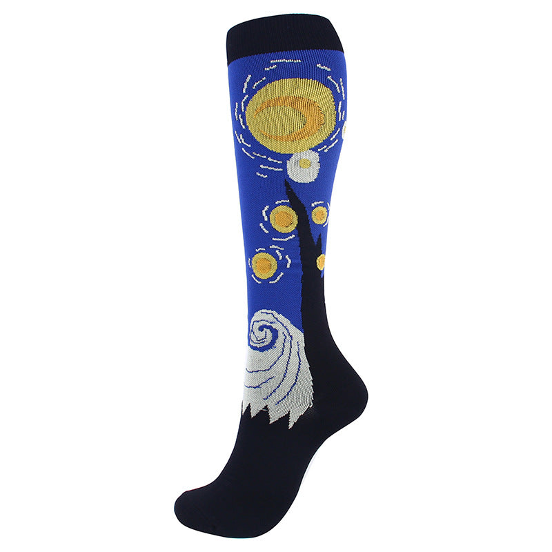 Running Compression Socks Famous Painting Pattern Socks