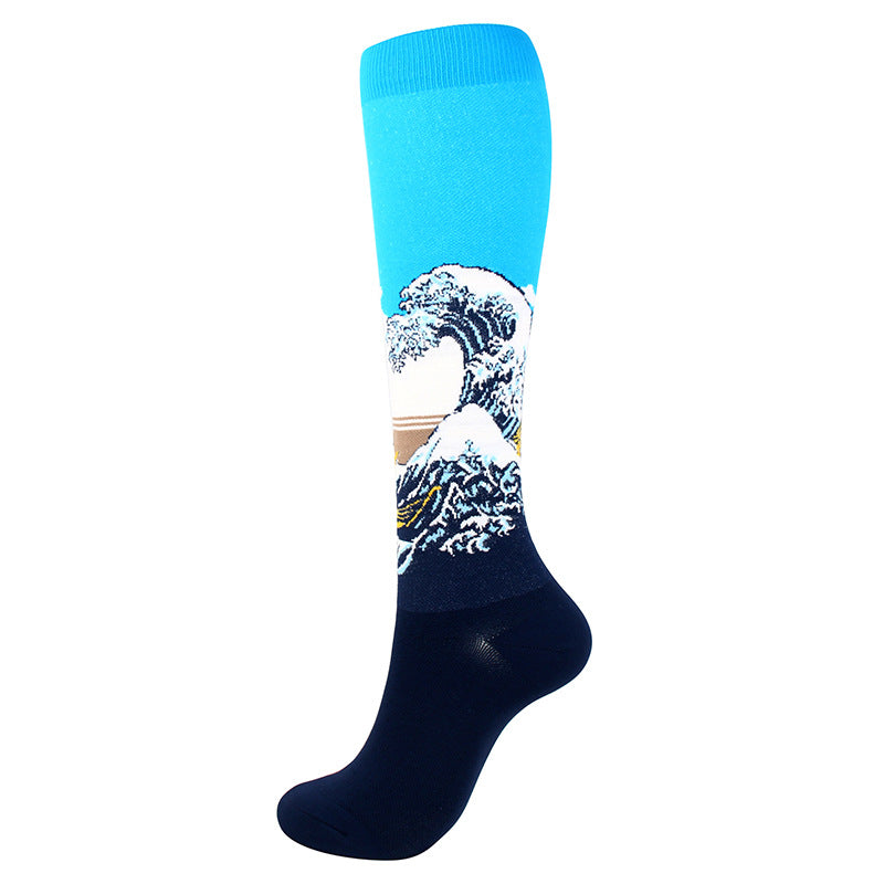 Running Compression Socks Famous Painting Pattern Socks