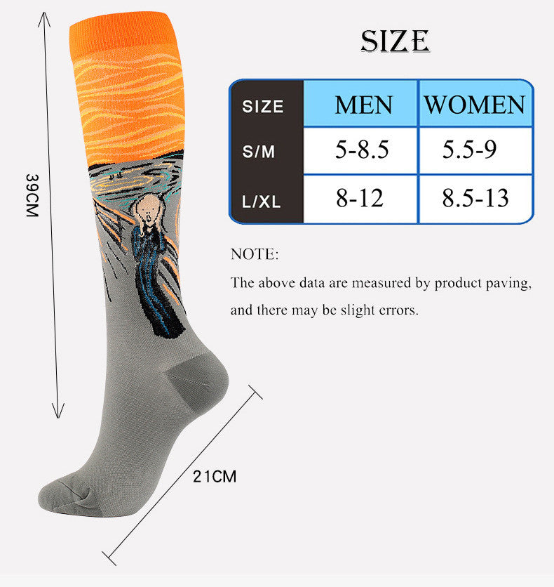 Running Compression Socks Famous Painting Pattern Socks