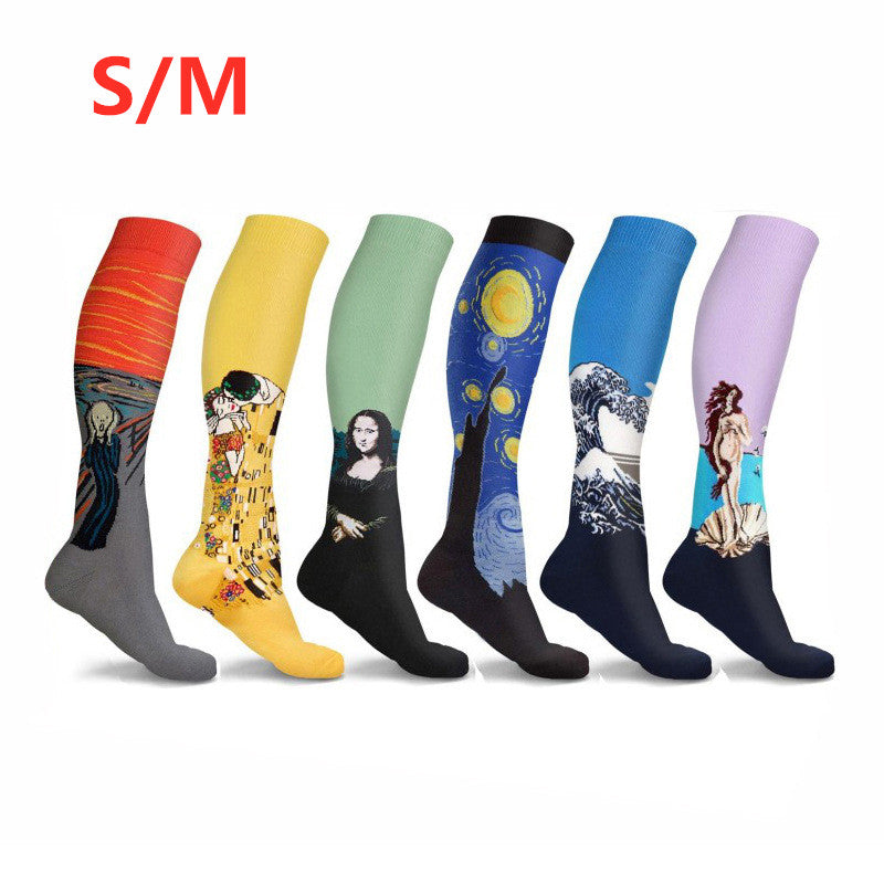 Running Compression Socks Famous Painting Pattern Socks