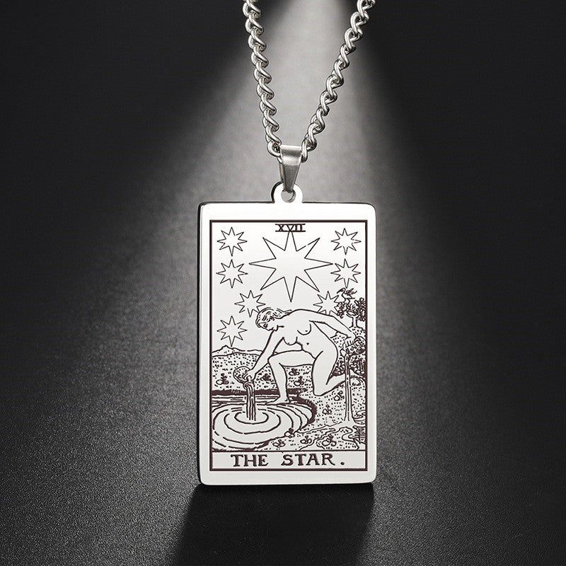 Tarot Witch Tarot Holy Water Stainless Steel Necklace