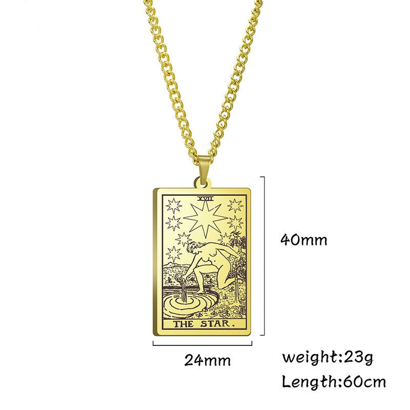 Tarot Witch Tarot Holy Water Stainless Steel Necklace