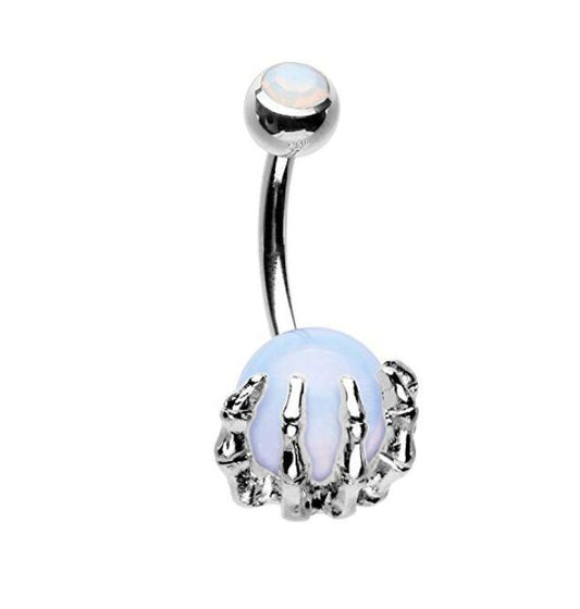 Skull Hand Claw Belly Button Ring Opal Belly Button Nail