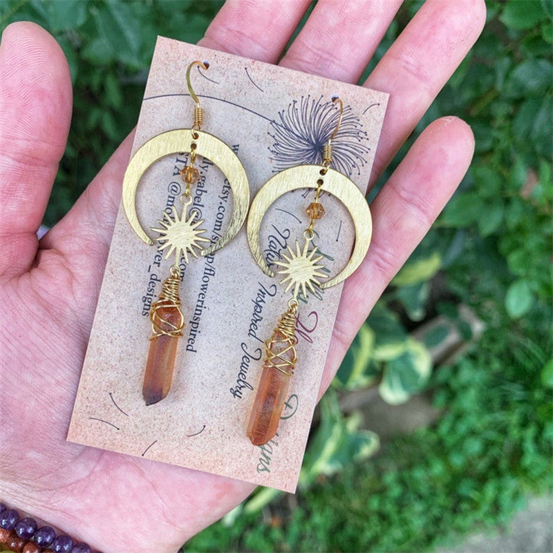 New Celestial Halo Quartz Earrings