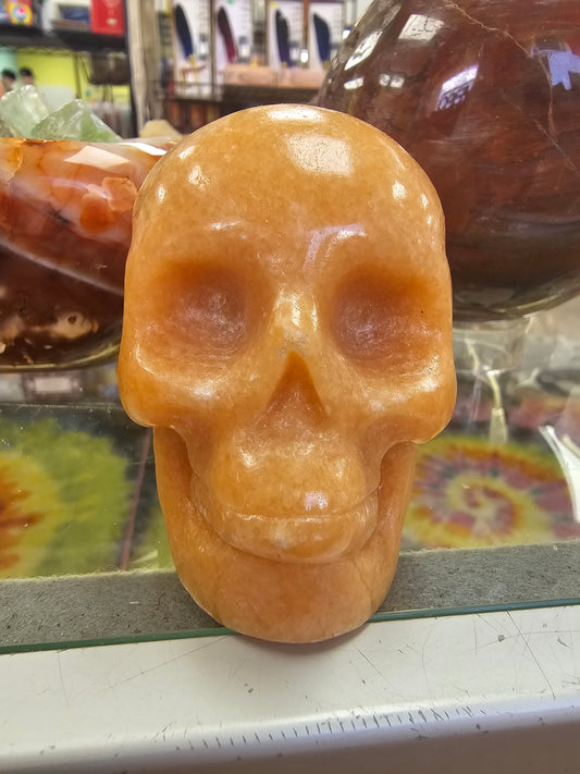 Orange Calacite Crystal Skull