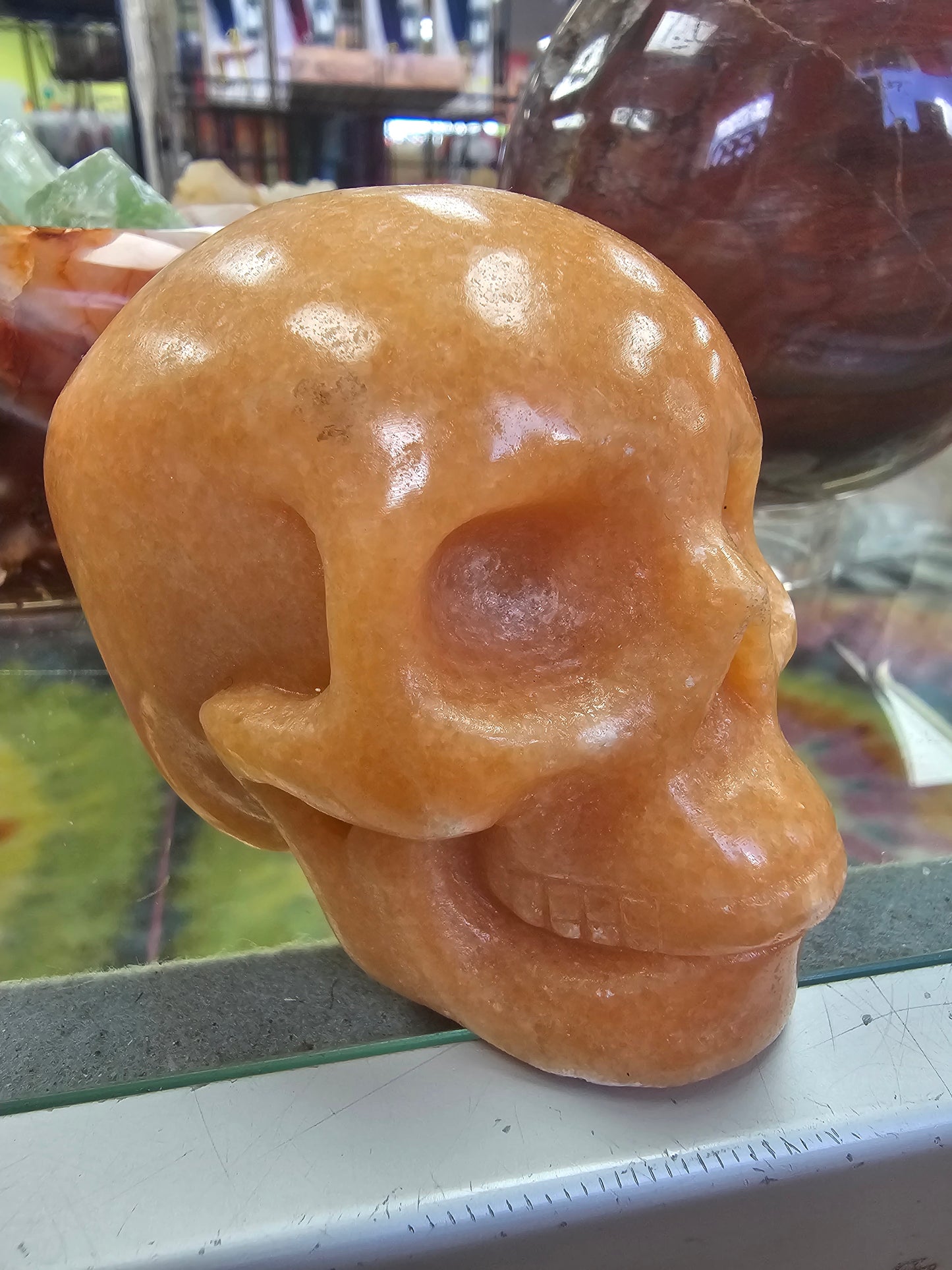 Orange Calacite Crystal Skull