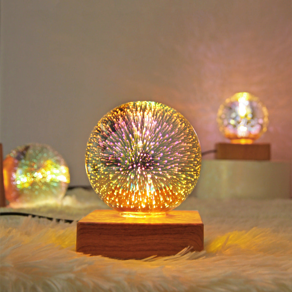 3D Firework Crystal Ball Romantic Star LED Night Light Home Decorations USB Plug-in