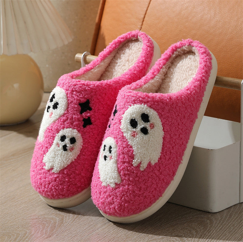 Halloween Cartoon Ghost Cotton Slippers For Women Indoor Non-slip Bedroom Floor Slipper Winter House Shoes