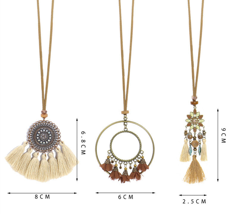 Bohemian Style Tassel Flowers Pendant Ethnic Style Retro Set