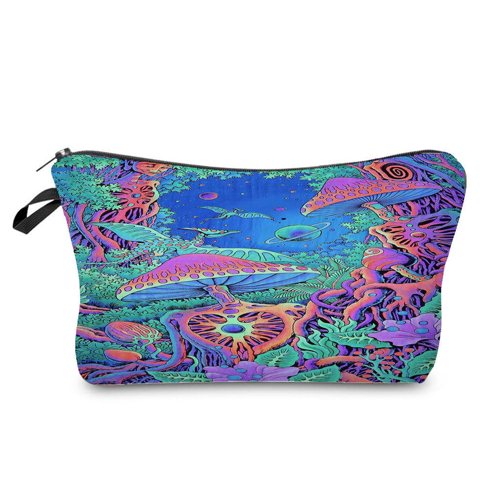 Fantasy Mushroom Pattern Mushroom Printing Cosmetic Bag