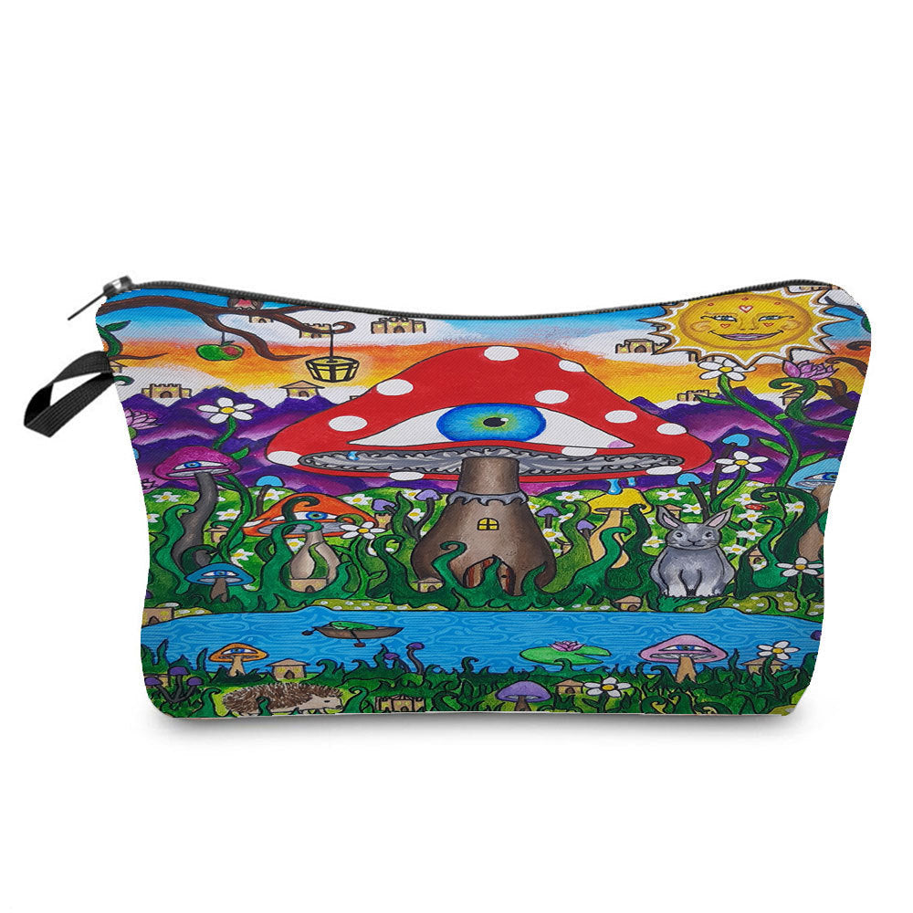 Fantasy Mushroom Pattern Mushroom Printing Cosmetic Bag