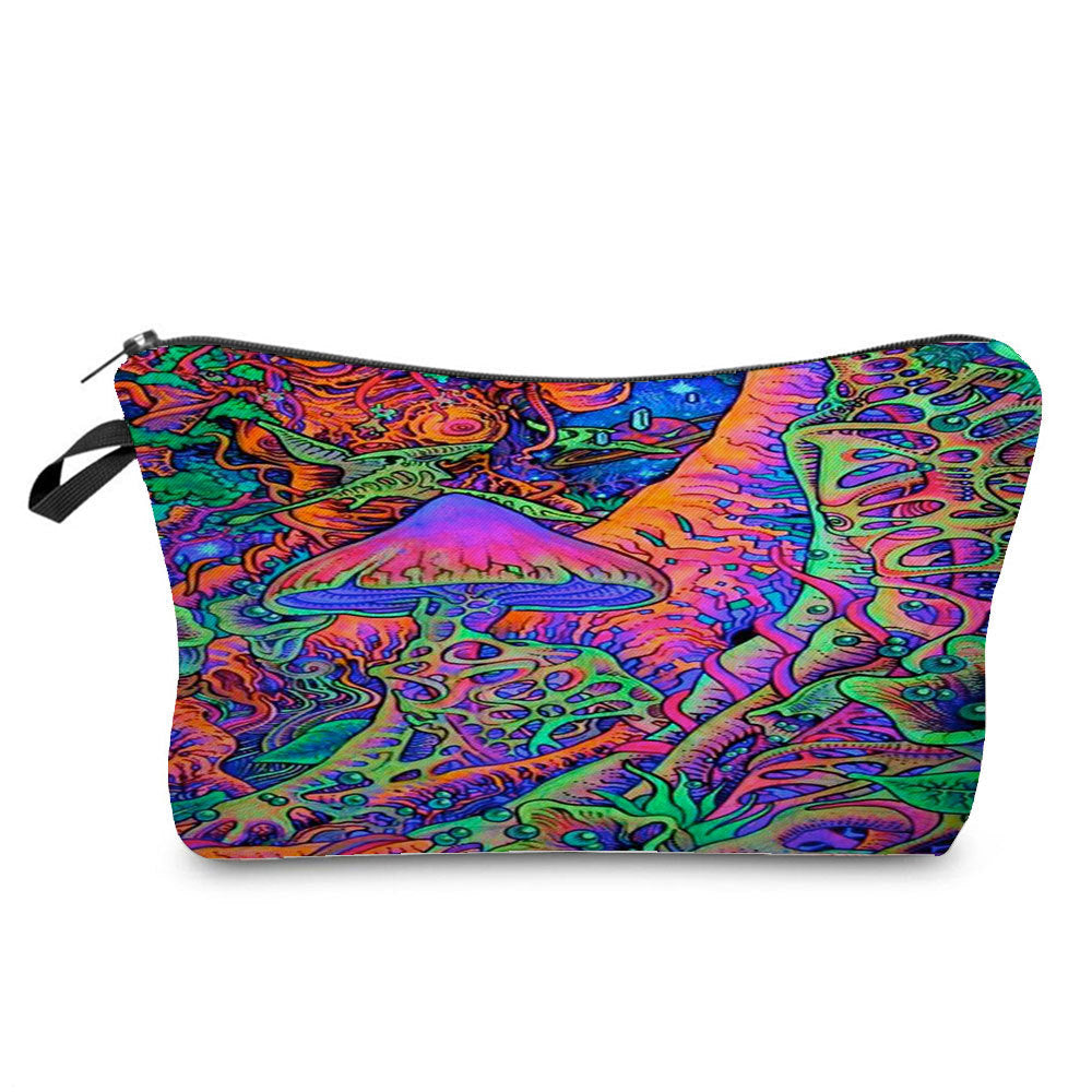Fantasy Mushroom Pattern Mushroom Printing Cosmetic Bag