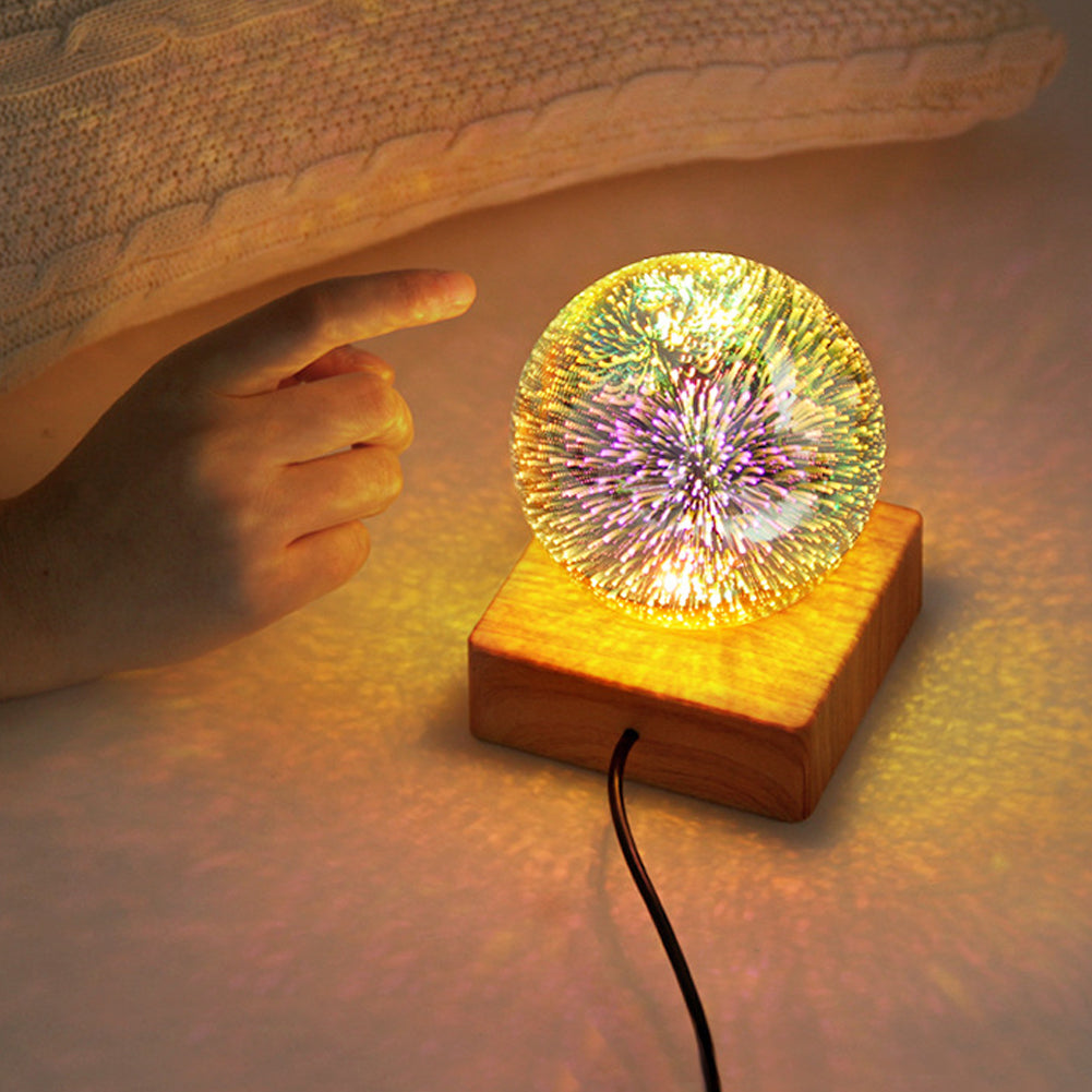 3D Firework Crystal Ball Romantic Star LED Night Light Home Decorations USB Plug-in