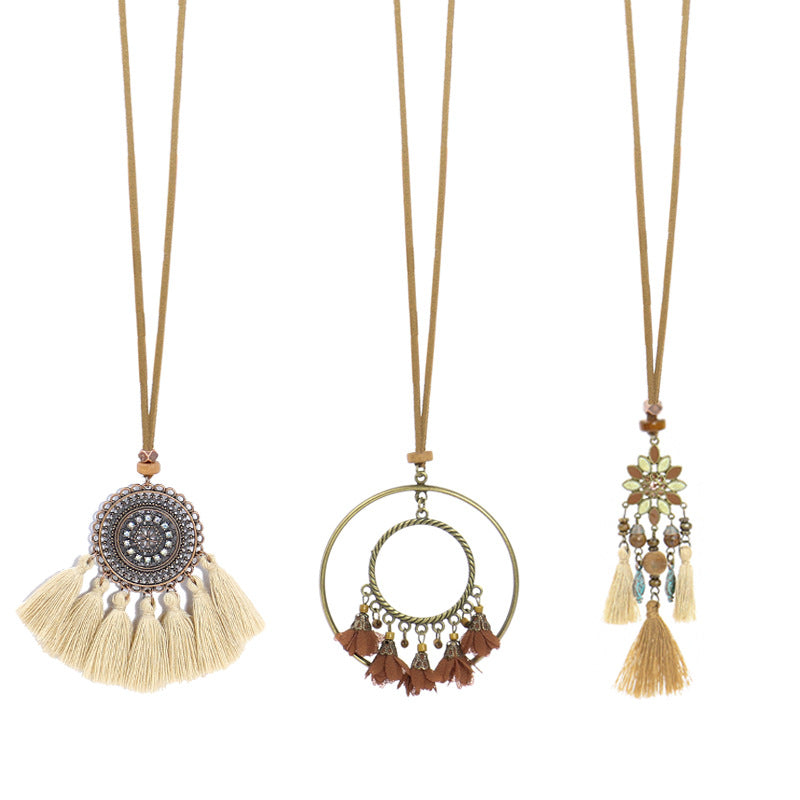 Bohemian Style Tassel Flowers Pendant Ethnic Style Retro Set