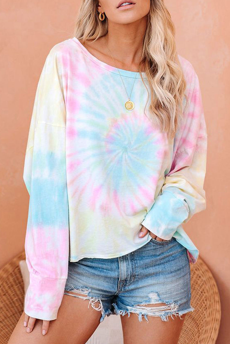 Gradient tie-dye pullover