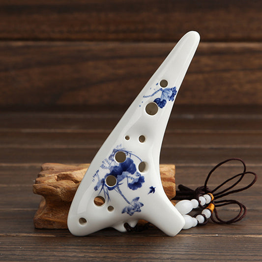 12 hole C blue and white ocarina