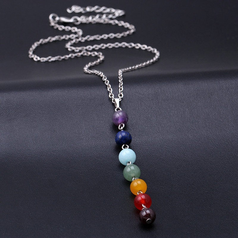 Chakra Gem Stone Beads Pendant Necklace