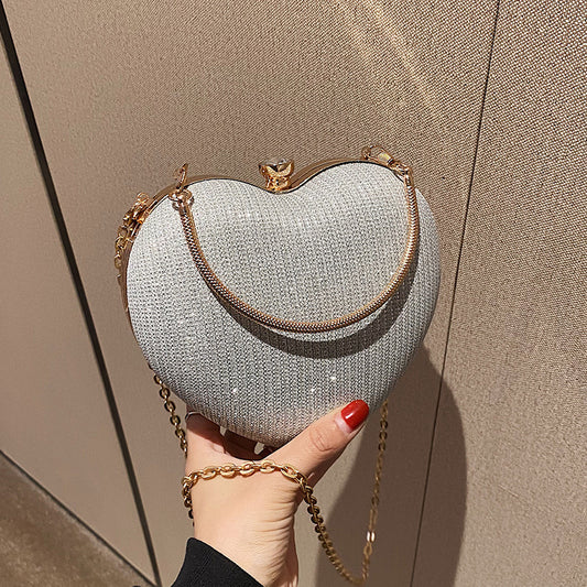 New Fashion Chain Crossbody Explosion Handheld Peach Heart Bag