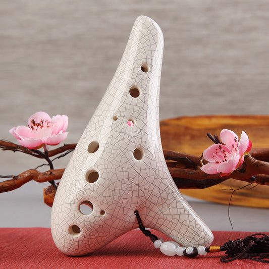 Ocarina Flute - 12 Hole C-Tone White Crackled