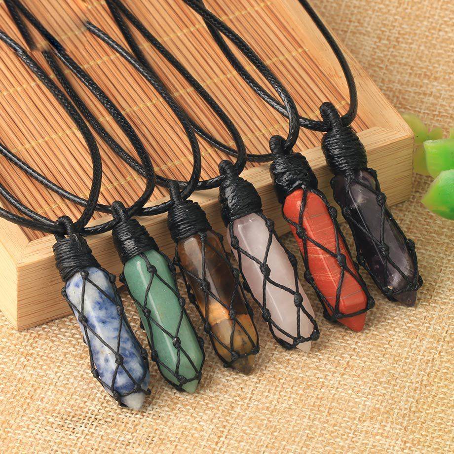 Natural Stone Mesh Woven Necklace