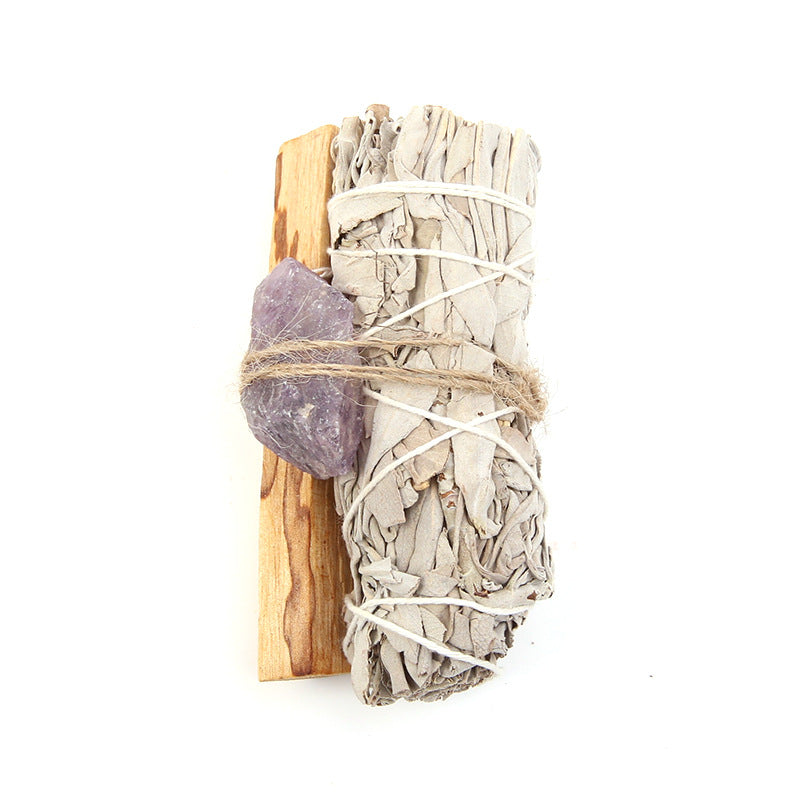 White Sage with Palo Santo Stick & Rough Crystal Gem