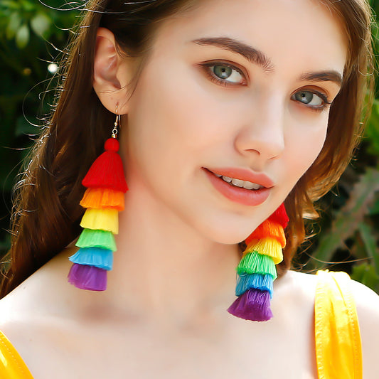 Bohemian Vacation Style Tassel Earrings