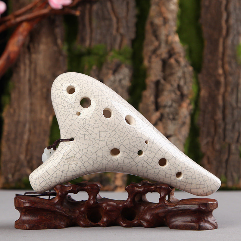 Ocarina Flute - 12 Hole C-Tone White Crackled