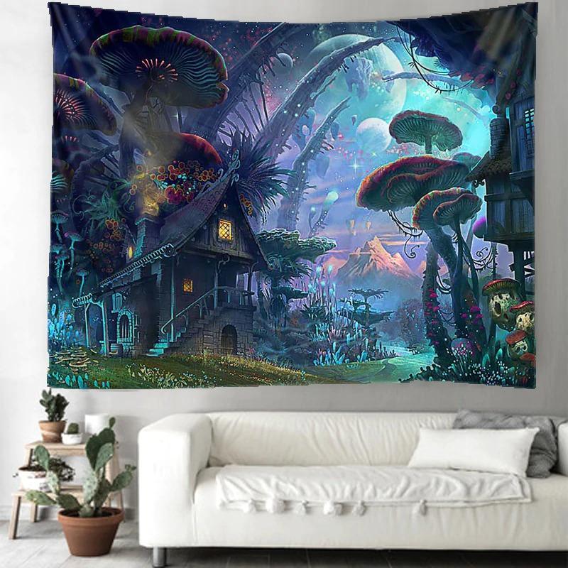 Mushroom House Tapestry