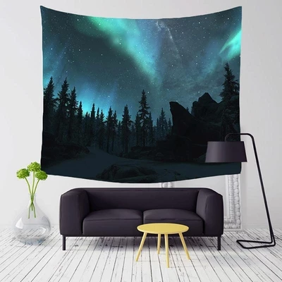 Starry Sky Forest Night Tapestry