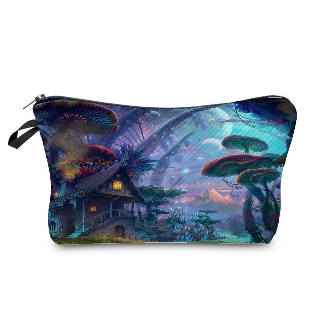 Fantasy Mushroom Pattern Mushroom Printing Cosmetic Bag