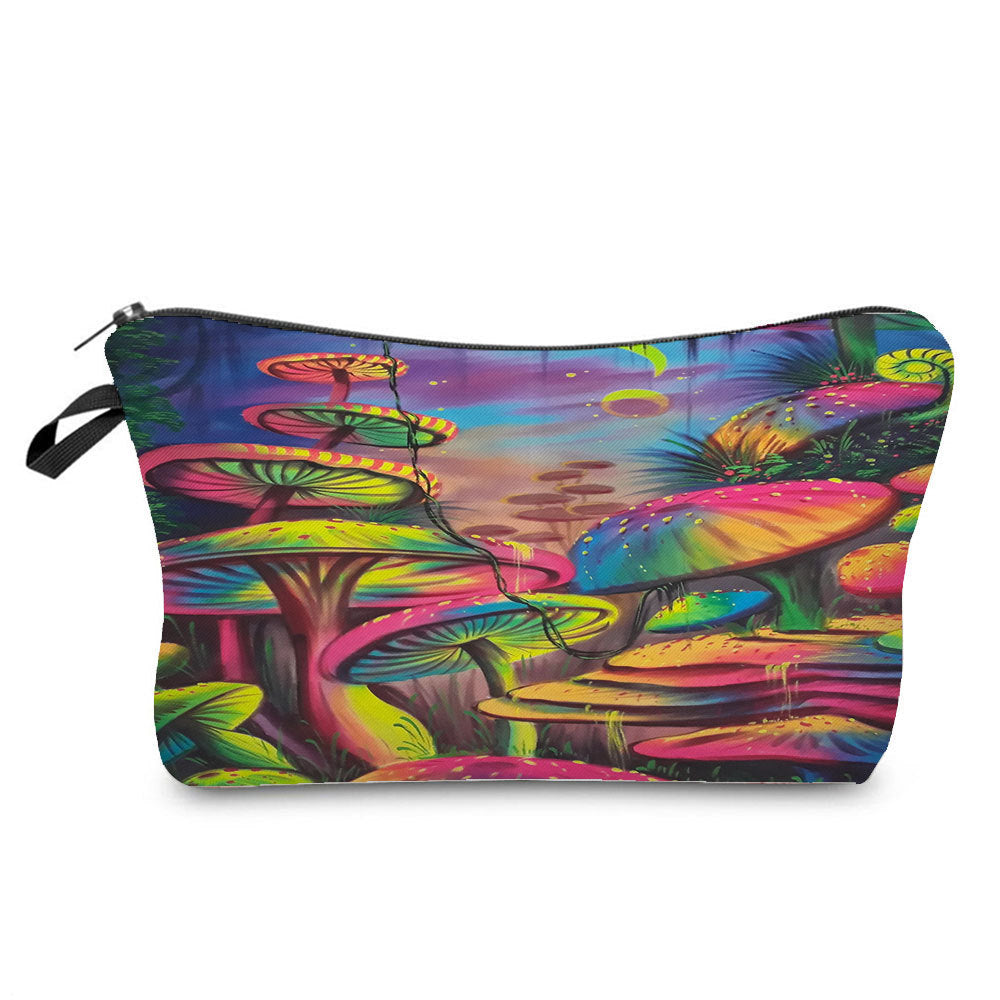 Fantasy Mushroom Pattern Mushroom Printing Cosmetic Bag