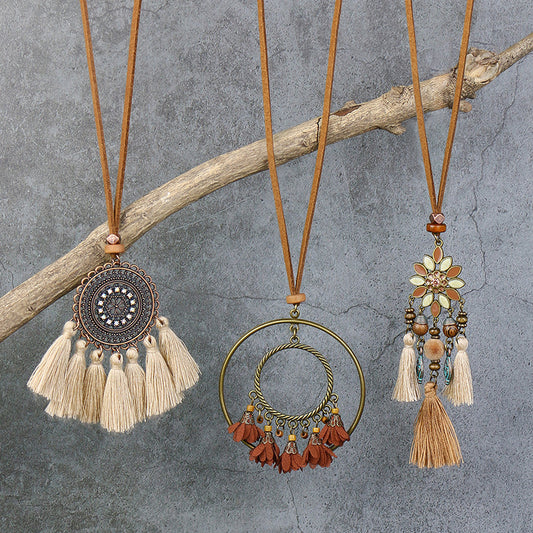 Bohemian Style Tassel Flowers Pendant Ethnic Style Retro Set