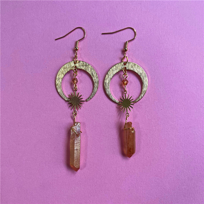 New Celestial Halo Quartz Earrings