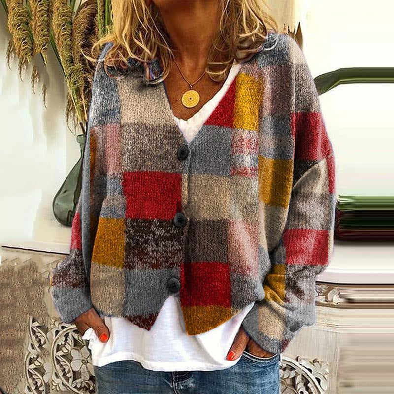 Abstract Printing Casual Cardigan Sweater