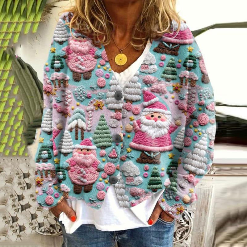 Abstract Printing Casual Cardigan Sweater