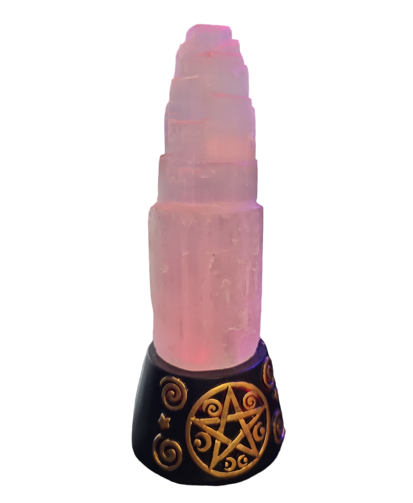 Selenite Tower with Color Changing LED Stand