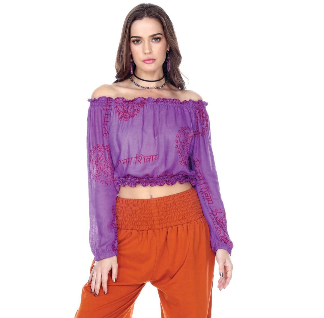 Boho Off the Shoulder Mantra Top