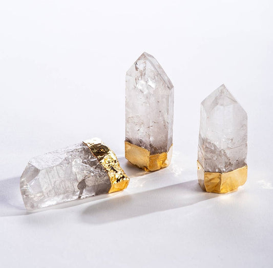 Gold Gilded Standing Natural Quartz Points