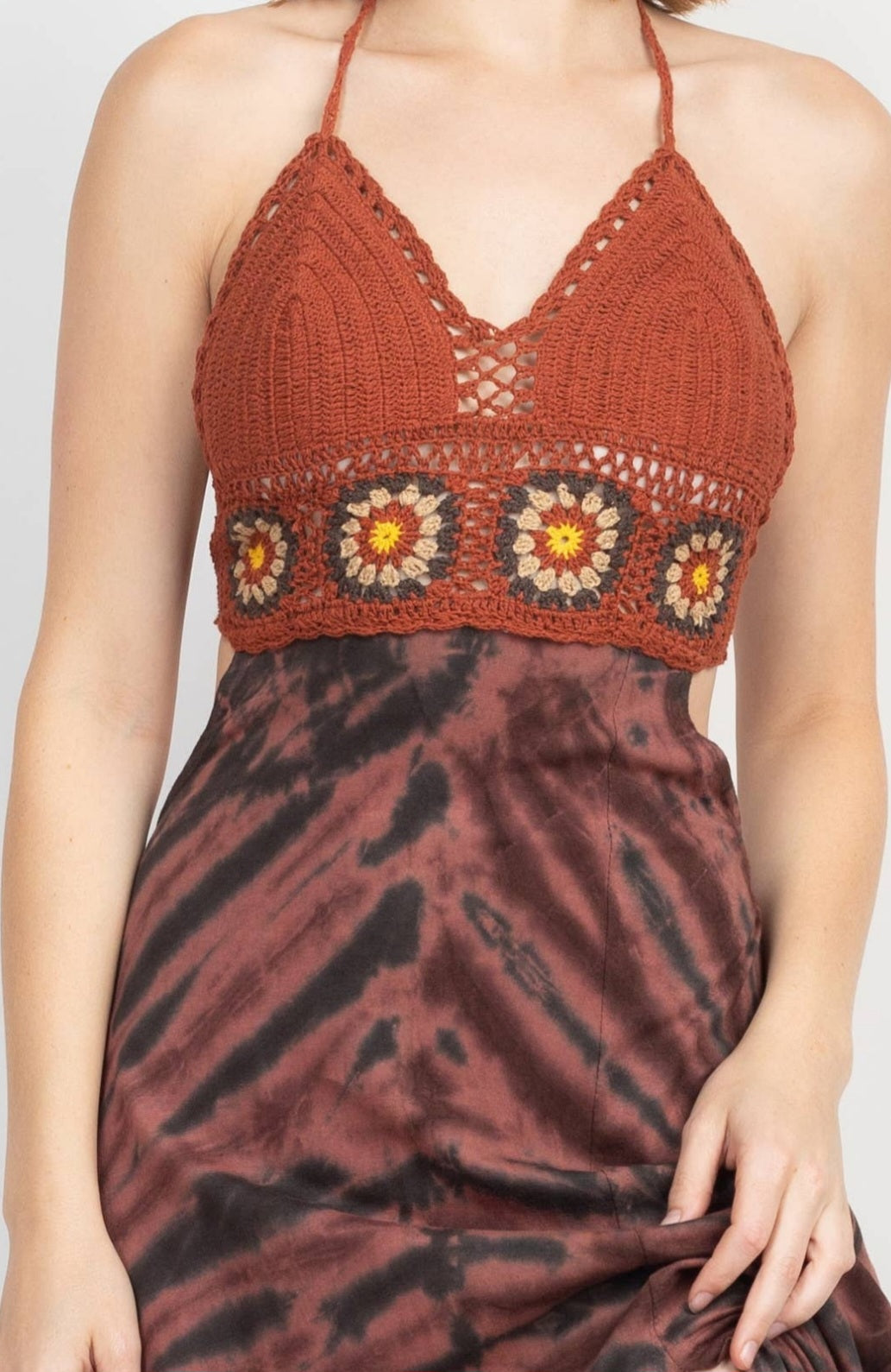 Crochet Tie Dye Split-Leg Dress