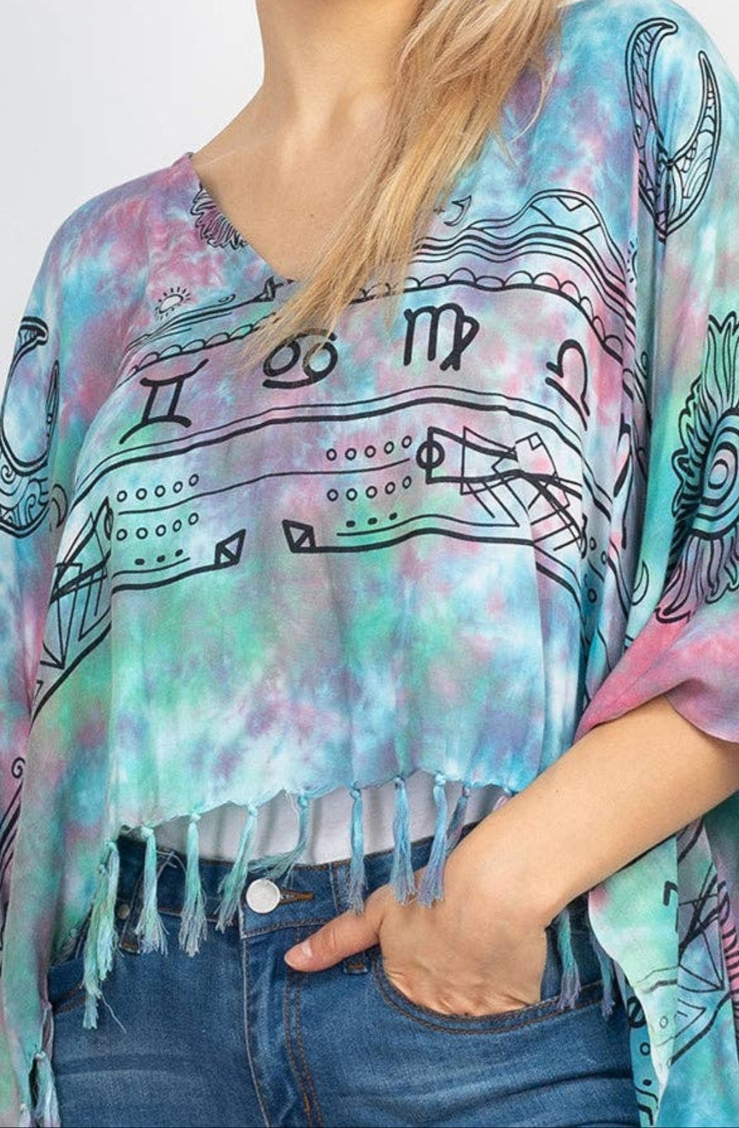 Mystical Hi-Low Poncho Blouse