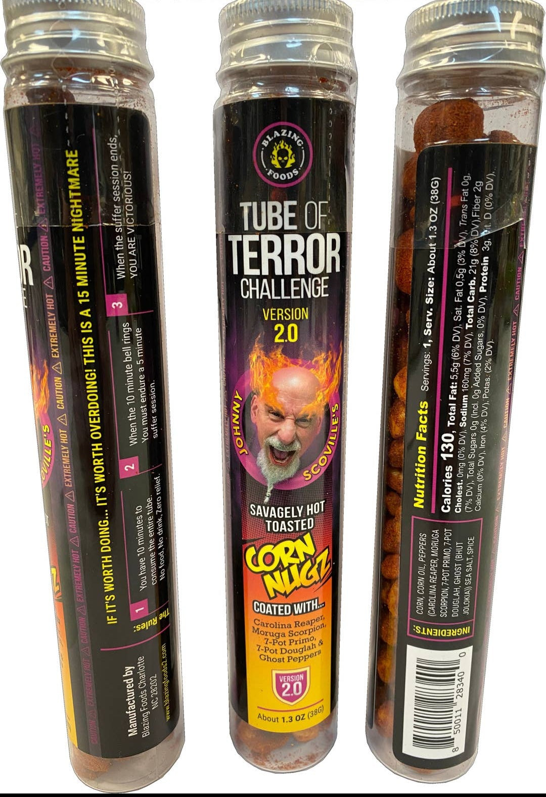 Blazing Foods Tube of Terror Challenge - Version 2.0 - Savagely Hot Toasted Corn Nugz