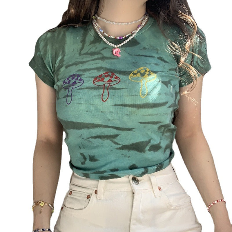 Women's Fashion Print Slim Top Short Sleeve T-Shirt